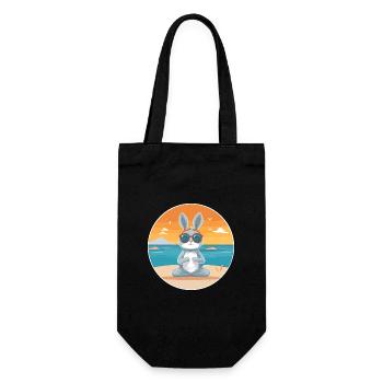 Hasen-Cartoon-Yoga-Strand-Sommer-Illustration - Geschenkbeutel für Flaschen - Schwarz - Vorne