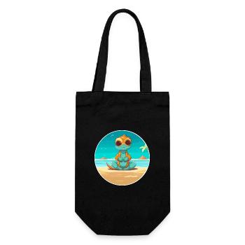 Caméléon Cartoon Yoga Plage Illustration D’été - Sac à bouteille - noir - Devant