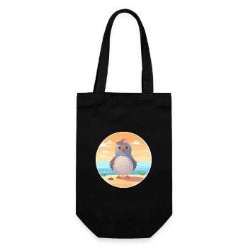 Kuckuck Karikatur Yoga Strand Sommer Illustration - Geschenkbeutel für Flaschen - Schwarz - Vorne