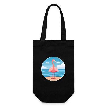 Flamingo Cartoon Yoga Beach Summer Illustration - Gift Bag for Bottles - black - Front