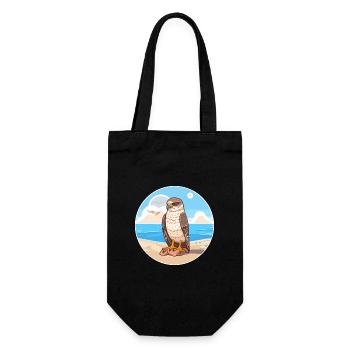 Falcon Cartoon Yoga Beach Summer Illustration - Gift Bag for Bottles - black - Front
