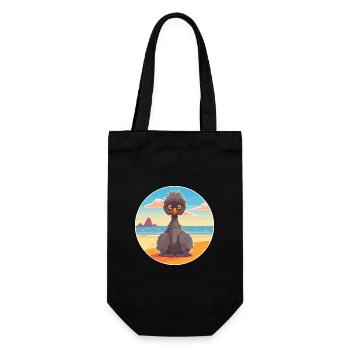 Emu Cartoon Yoga Beach Summer Illustration - Gift Bag for Bottles - black - Front