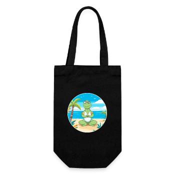 Iguana Cartoon Yoga Beach Summer Illustration - Gift Bag for Bottles - black - Front