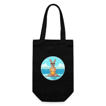 Kangaroo Cartoon Yoga Beach Summer Illustration - Gift Bag for Bottles - black - Front