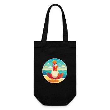 Rooster Cartoon Yoga Beach Summer Illustration - Gift Bag for Bottles - black - Front