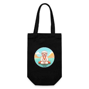 Sheep Cartoon Yoga Beach Summer Illustration - Gift Bag for Bottles - black - Front