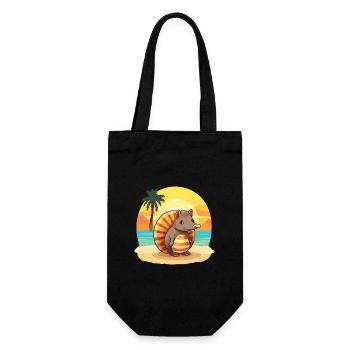 Armadillo Funny Cartoon Kawaii Beach Illustration - Gift Bag for Bottles - black - Front