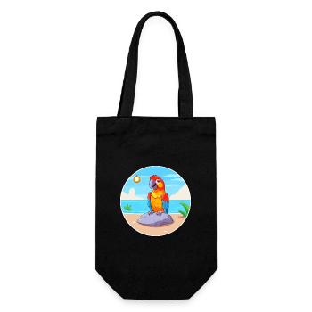 Papagei-Cartoon-Yoga-Strand-Sommer-Illustration - Geschenkbeutel für Flaschen - Schwarz - Vorne