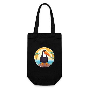 Toucan Cartoon Yoga Beach Summer Illustration - Gift Bag for Bottles - black - Front
