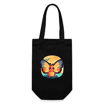 Schmetterling, lustige Cartoon-Kawaii-Strand-Illustration - Geschenkbeutel für Flaschen - Schwarz - Vorne