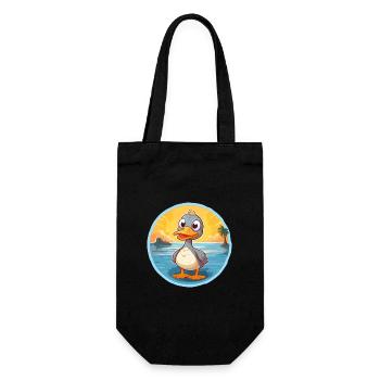 Canard drôle dessin animé Kawaii plage Illustration - Sac à bouteille - noir - Devant