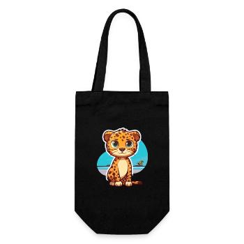 Léopard drôle de dessin animé kawaii plage illustration - Sac à bouteille - noir - Devant