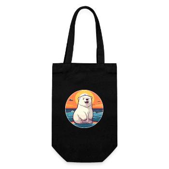 Eisbär Lustige Karikatur Kawaii Strand Illustration - Geschenkbeutel für Flaschen - Schwarz - Vorne