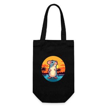 Ratte Lustige Karikatur Kawaii Strand Illustration - Geschenkbeutel für Flaschen - Schwarz - Vorne
