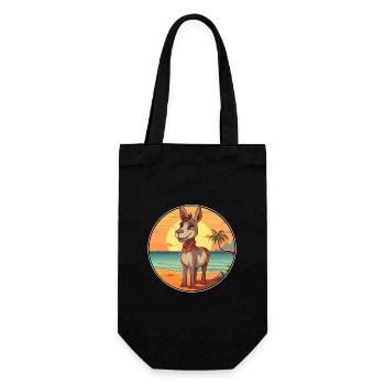 Âne, dessin animé drôle, plage Kawaii, illustration - Sac à bouteille - noir - Devant