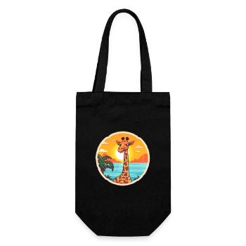 Lustige Cartoon-Kawaii-Strandillustration der Giraffe - Geschenkbeutel für Flaschen - Schwarz - Vorne