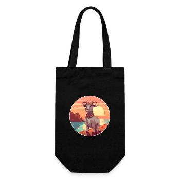 Chèvre Drôle Dessin Animé Kawaii Plage Illustration - Sac à bouteille - noir - Devant