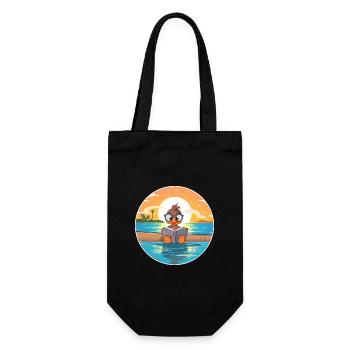 Canard Mignon Dessin Animé Drôle Kawaii Livre Plage - Sac à bouteille - noir - Devant