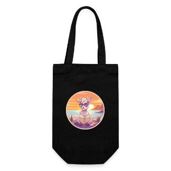 Chèvre Mignon Drôle Dessin Animé Kawaii Livre Plage - Sac à bouteille - noir - Devant