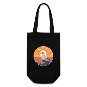 Seagull Cute Funny Cartoon Kawaii Book Beach - Gift Bag for Bottles - black - Front