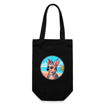 Aardwolf Aquarell Cartoon Kawaii Clipart Tier - Geschenkbeutel für Flaschen - Schwarz - Vorne