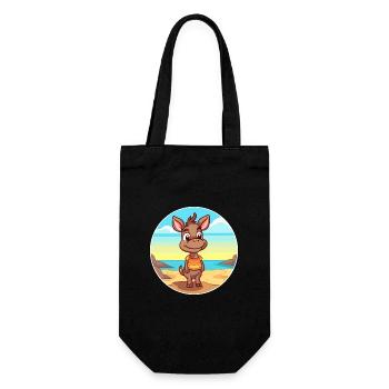 Bongo Watercolor Cartoon Kawaii Clipart Animal - Gift Bag for Bottles - black - Front