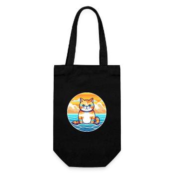 Katze Aquarell Karikatur Kawaii Clipart Tier - Geschenkbeutel für Flaschen - Schwarz - Vorne