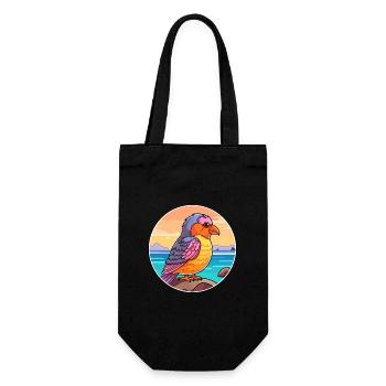Cuckoo Watercolor Cartoon Kawaii Clipart Animal - Gift Bag for Bottles - black - Front