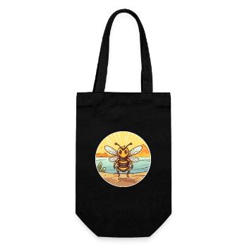 Bee Watercolor Cartoon Kawaii Clipart Animal - Gift Bag for Bottles - black - Front