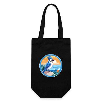 Blauer Eichelhäher Vogel Aquarell Karikatur Kawaii Tier Haustier - Geschenkbeutel für Flaschen - Schwarz - Vorne