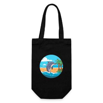 Dolphin Watercolor Cartoon Kawaii Clipart Animal - Gift Bag for Bottles - black - Front