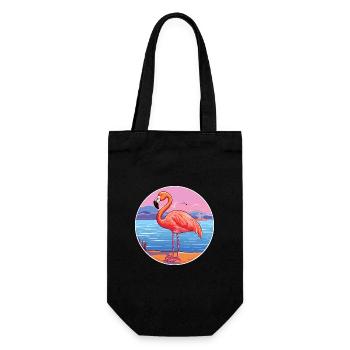 Flamingo Watercolor Cartoon Kawaii Clipart Animal - Gift Bag for Bottles - black - Front
