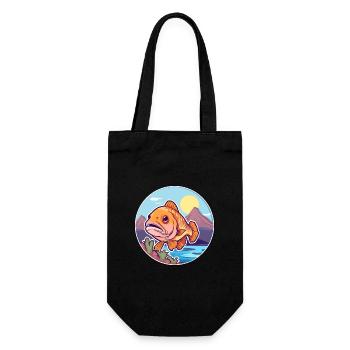 Fish Watercolor Cartoon Kawaii Clipart Animal - Gift Bag for Bottles - black - Front