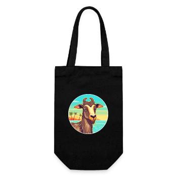 Goat Watercolor Cartoon Kawaii Clipart Animal - Gift Bag for Bottles - black - Front
