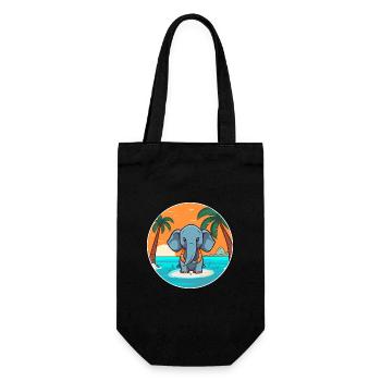 Éléphant aquarelle dessin animé Kawaii Clipart Animal - Sac à bouteille - noir - Devant