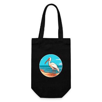 Ibis Watercolor Cartoon Kawaii Clipart Animal - Gift Bag for Bottles - black - Front