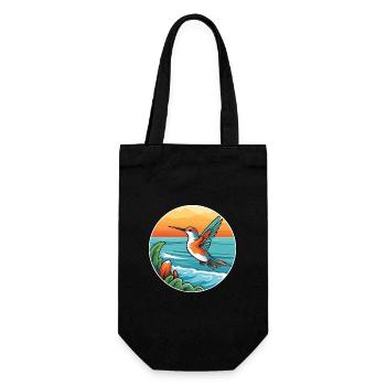 Colibri aquarelle dessin animé Kawaii Clipart animal de compagnie - Sac à bouteille - noir - Devant