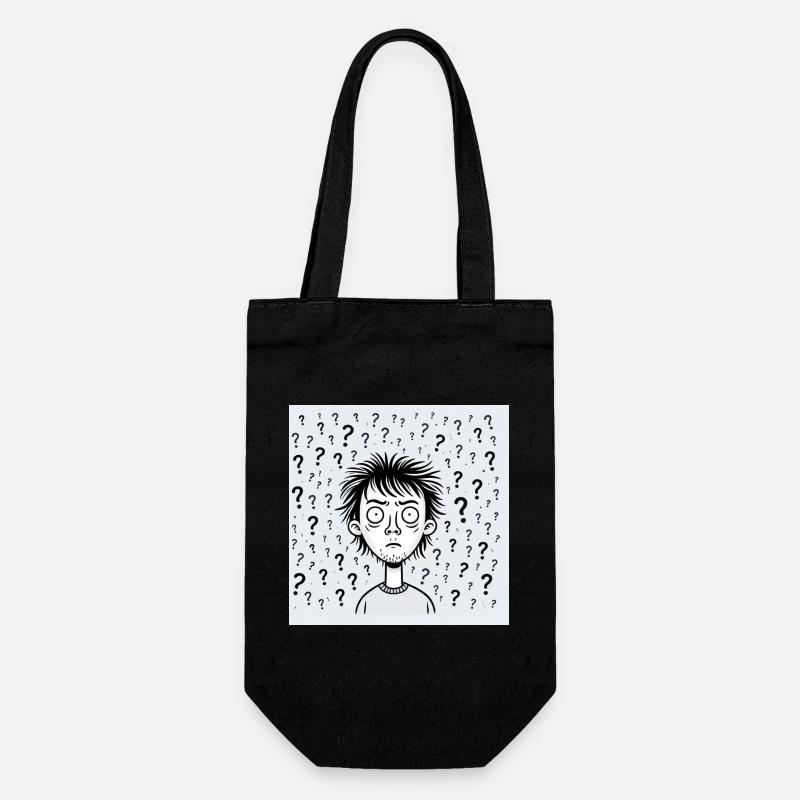 Question Swirl Portrait - Sac à bouteille - noir
