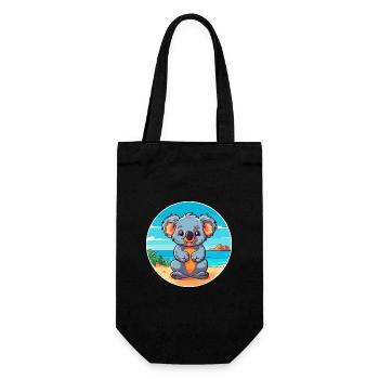 Koala Aquarell Cartoon Kawaii Clipart Tier - Geschenkbeutel für Flaschen - Schwarz - Vorne