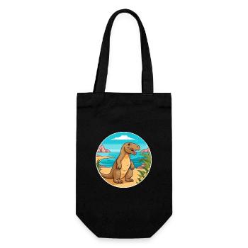 Komodowaran Aquarell Cartoon Kawaii Tier - Geschenkbeutel für Flaschen - Schwarz - Vorne