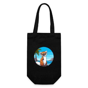 Lemur Watercolor Cartoon Kawaii Clipart Animal - Gift Bag for Bottles - black - Front