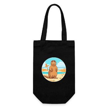 Marmot Watercolor Cartoon Kawaii Clipart Animal - Gift Bag for Bottles - black - Front