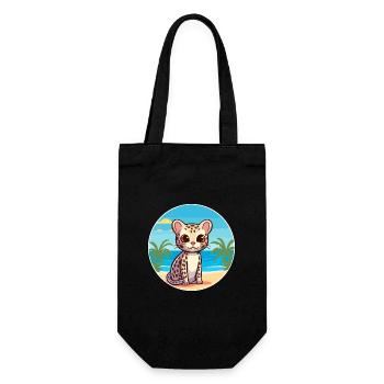 Ocelot Watercolor Cartoon Kawaii Clipart Animal - Gift Bag for Bottles - black - Front
