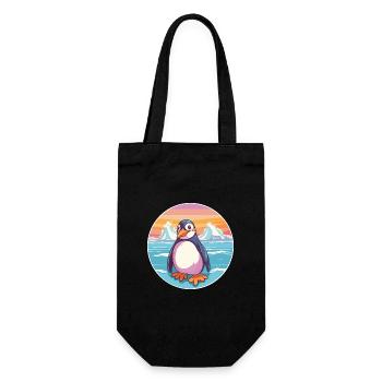 Pingouin aquarelle dessin animé Kawaii Clipart Animal - Sac à bouteille - noir - Devant