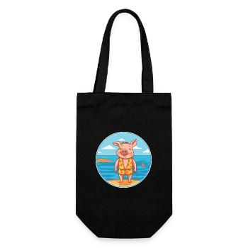 Pig Watercolor Cartoon Kawaii Clipart Animal - Gift Bag for Bottles - black - Front