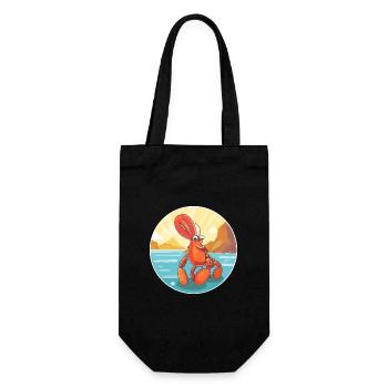 Homard aquarelle dessin animé Kawaii Clipart Animal - Sac à bouteille - noir - Devant
