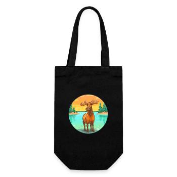 Elch Aquarell Cartoon Kawaii Clipart Tier - Geschenkbeutel für Flaschen - Schwarz - Vorne