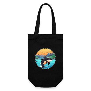 Orca Aquarell Cartoon Kawaii Clipart Tier - Geschenkbeutel für Flaschen - Schwarz - Vorne