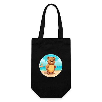 Quokka Watercolor Cartoon Kawaii Clipart Animal - Gift Bag for Bottles - black - Front