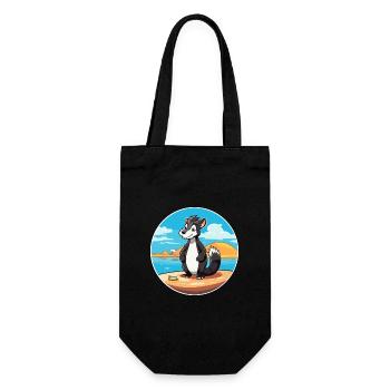 Skunk aquarelle dessin animé Kawaii Clipart Animal - Sac à bouteille - noir - Devant